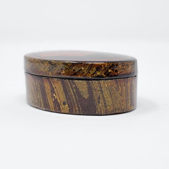 Small Home Master Hand Painted Lacquer Nesting Oval Jewelry Box - Picture 3 of 6